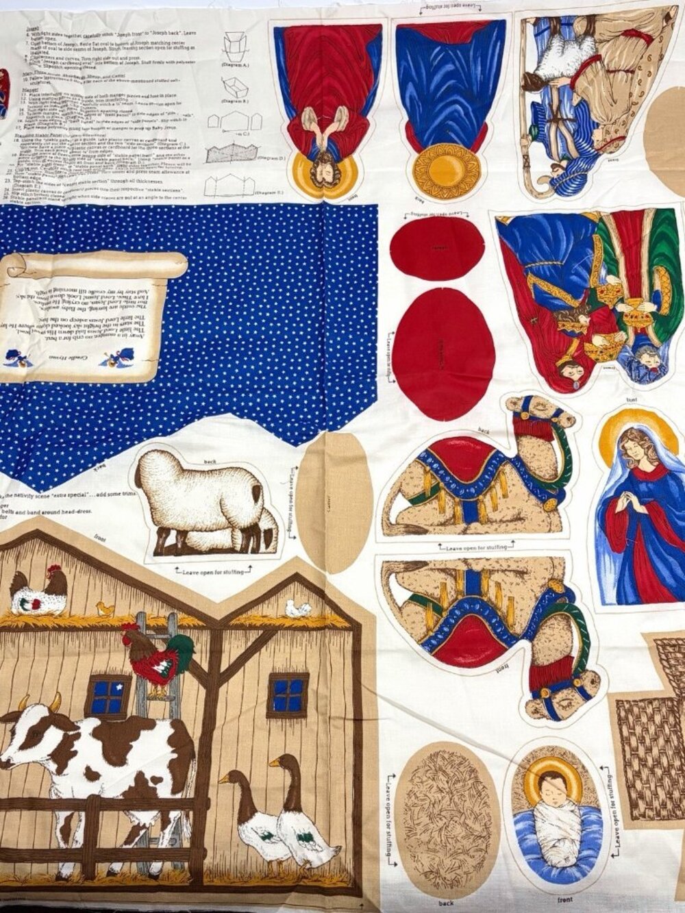 VIP Cranston Keepsake Crafts Nativity Scene Cut & Sew Fabric Panel Christmas VTG